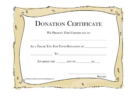 donation certificate template free, donation in memory of certificate template, thank you for
